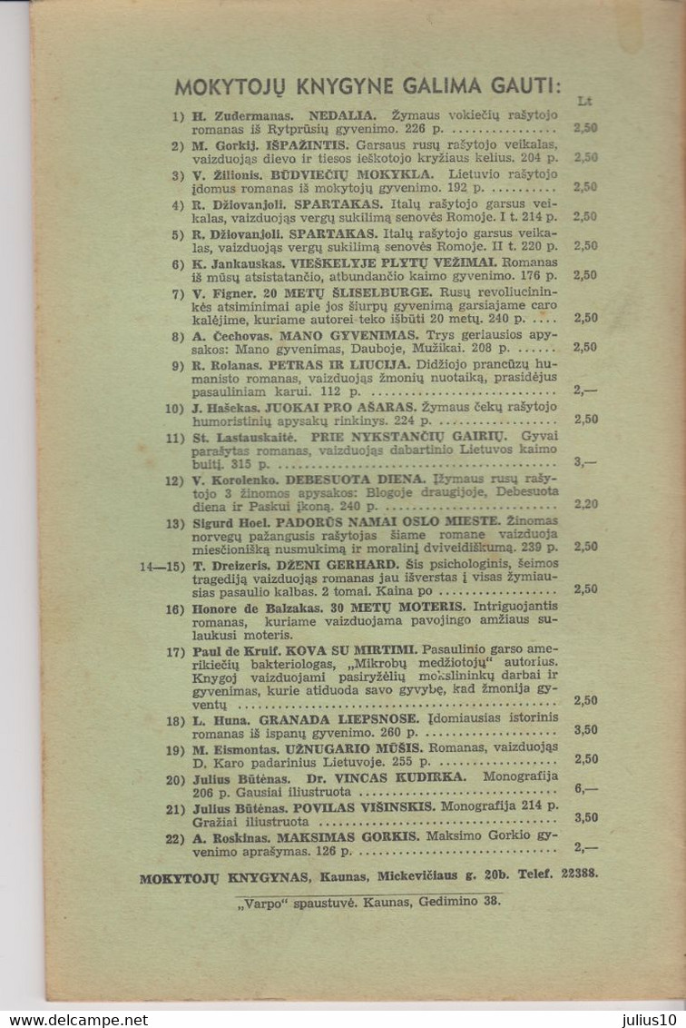 Magazine Lithuania Mokykla Ir Gyvenimas. 1941 / 9 - Magazines
