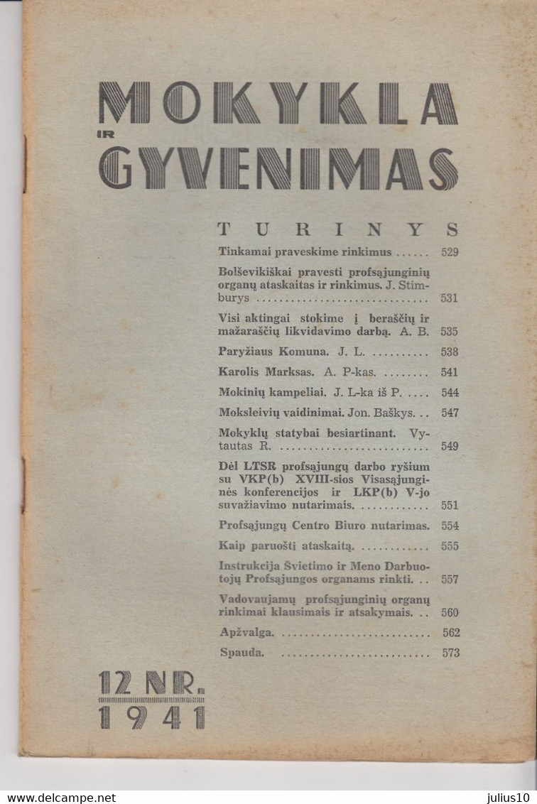 Magazine Lithuania Mokykla Ir Gyvenimas. 1941 / 12 - Zeitungen & Zeitschriften