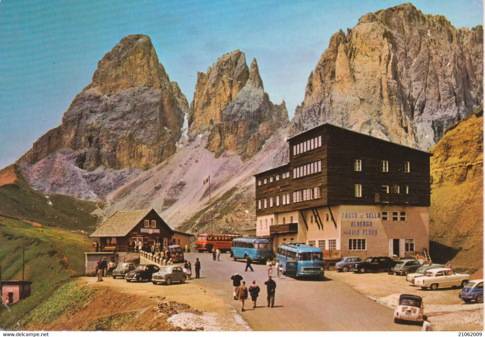 PASSO SELLA - SELLAJOCH - RIFUGIO ALBERGO MARIA FLORA - AUTOBUS CORRIERE - AUTO D'EPOCA CARS VOITURES FIAT 500 600 - Sonstige & Ohne Zuordnung