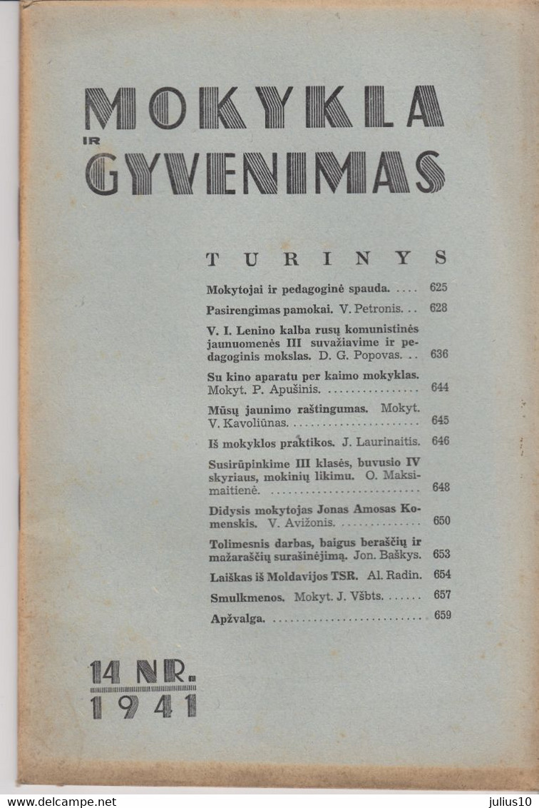 Magazine Lithuania Mokykla Ir Gyvenimas. 1941 / 14 - Revues & Journaux