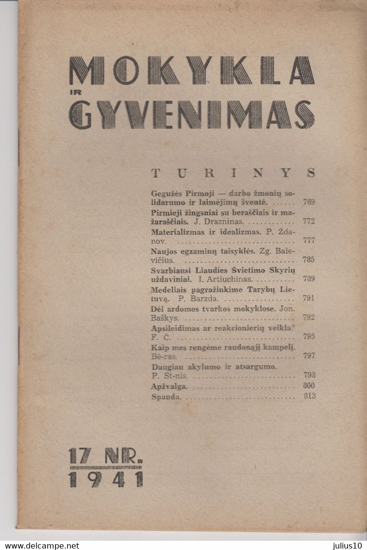 Magazine Lithuania Mokykla Ir Gyvenimas. 1941 / 17 - Revistas & Periódicos