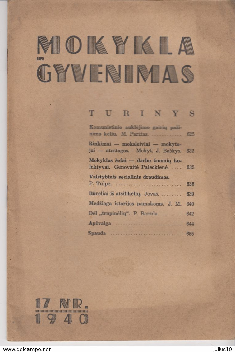 Magazine Lithuania Mokykla Ir Gyvenimas. 1940 / 17 - Revistas & Periódicos