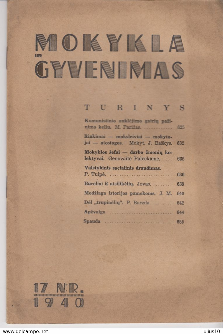 Magazine Lithuania Mokykla Ir Gyvenimas. 1940 / 17 - Zeitungen & Zeitschriften