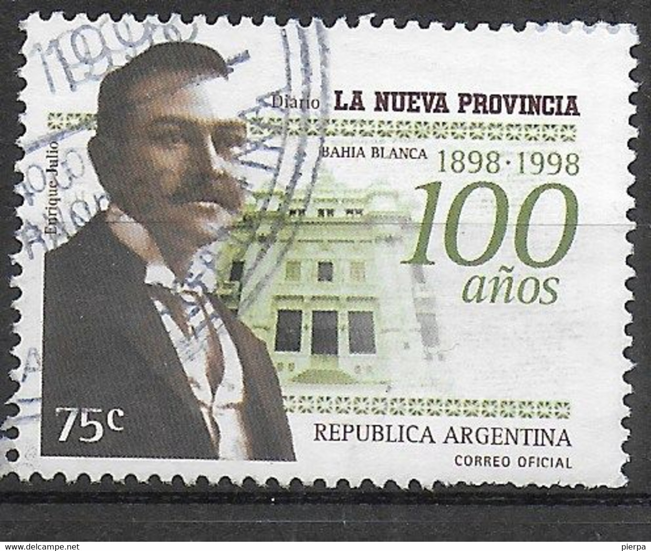 ARGENTINA - 1998 - 100° GIORNALE QUOTIDIANO LA NUEVA PROVINCIA - 75C- USATO  (YVERT 2071 - MICHEL 2455) - Usados