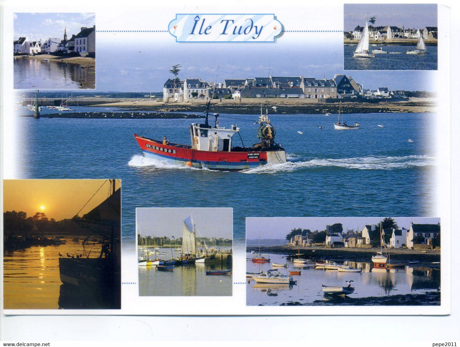 CPSM 29 ILE TUDY Estuaire De La Rivière De Pont L'Abbé, Le Port, Bateau - Ile Tudy