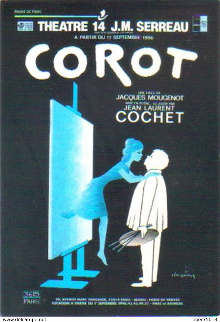 Carte Postale Corot (peintre Devant Son Tableau) Jean-Laurent Cochet -Théâtre 14 J.M. Serreau - Illustration Léo Kouper - Kouper