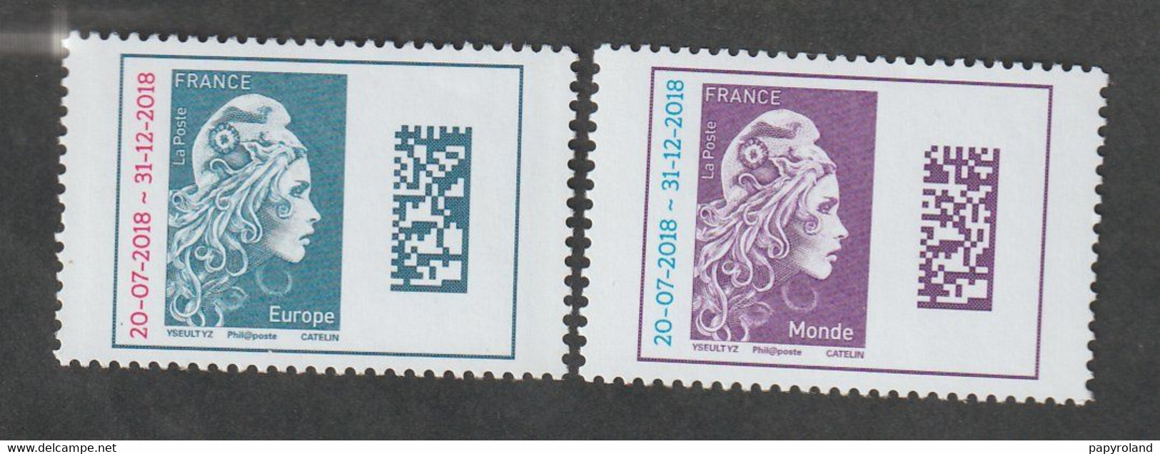 Timbres - 2018 - Type Marianne D' YZ -  N° 5270 - 71 - Marianne Datamatrix  Surchargés -    Neufs Sans Charnière - Nuevos