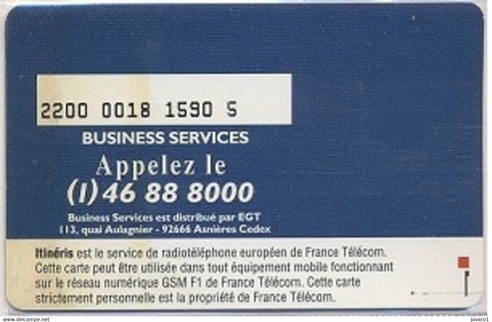 FRANCE GSM Card  : FRA08 CELLWAY Business Services Full-iso MINT - Nachladekarten (Handy/SIM)