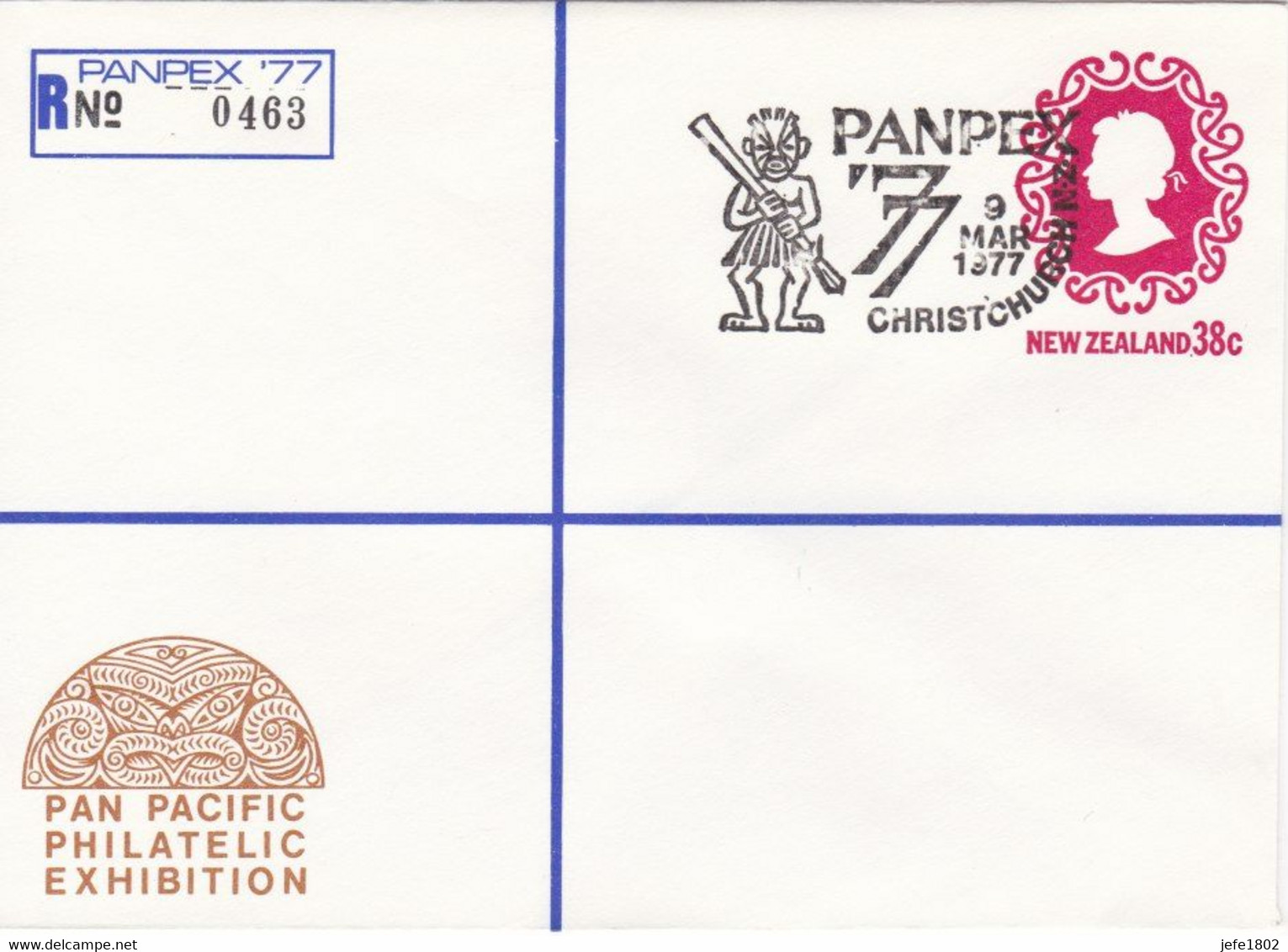 Registered Letter PANPEX '77 - N° 0463 - TEKO-TEKO Gable Ornament From Roof Of House - 9 Mar 1977 - Enteros Postales