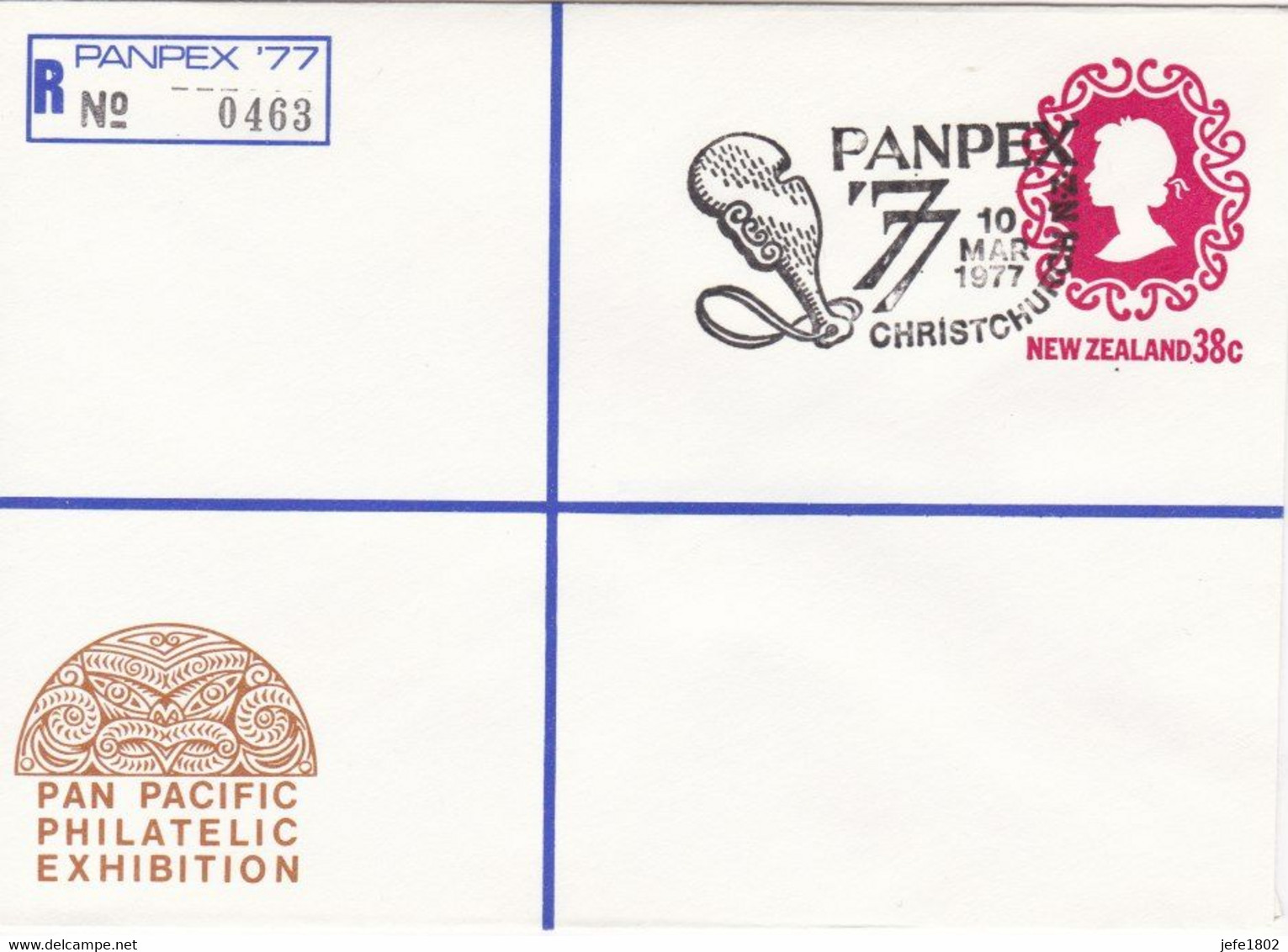 Registered Letter PANPEX '77 - N° 0463 - MERE, Stone Weapon For Hand To Hand Fighting - 10 Mar 1977 - Postal Stationery