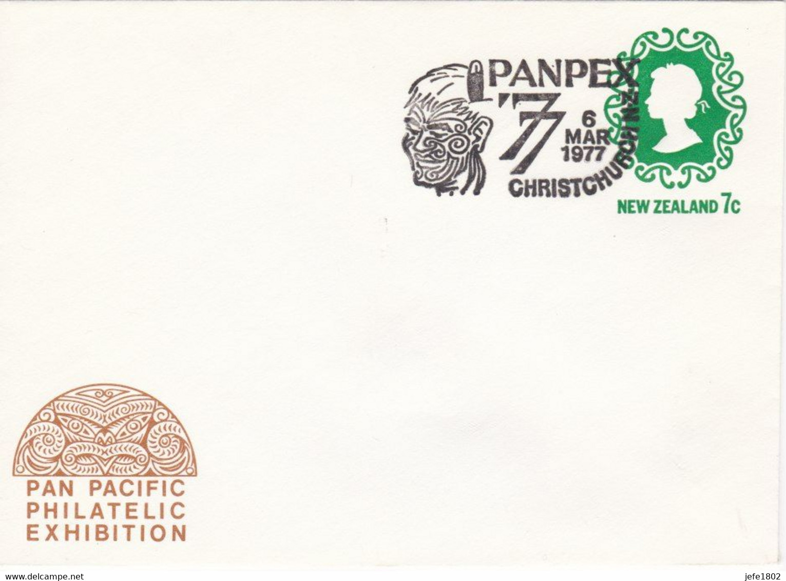 PANPEX '77 - Tattooed Maori Head - 6 Mar 1977 - Postwaardestukken