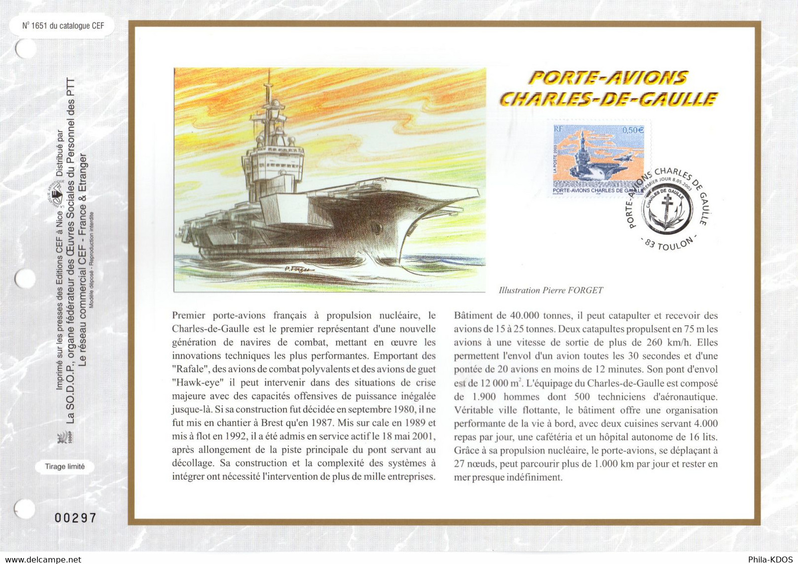 " PORTE-AVIONS CHARLES DE GAULLE " Sur Feuillet CEF 1er Jour N°té De 2003. N° YT 3557. Parfait état. FDC A SAISIR ! - Militares