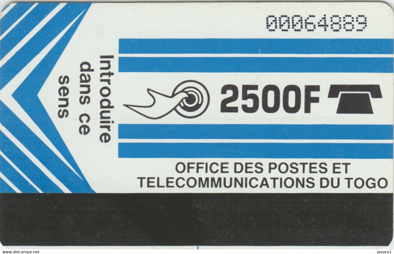 TOGO : 03 2500F Light Blue Slashed Zero USED - Togo