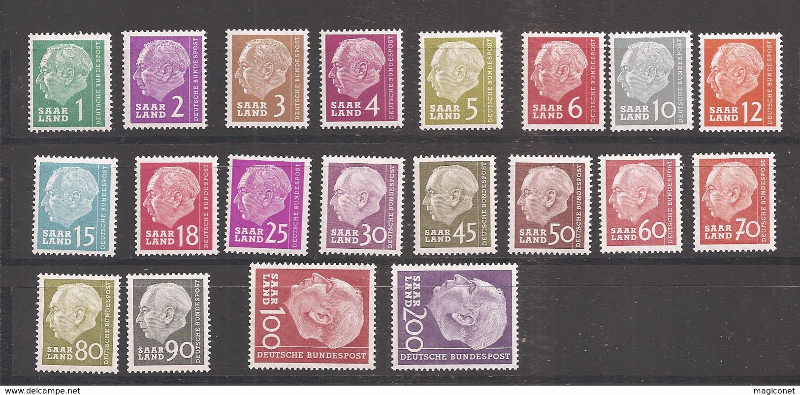 Sarre 1956/1957 - Y&T N°362/381** -  Président Heuss - Blocks & Sheetlets
