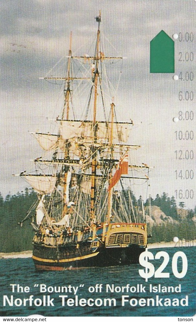 Norfolk Island, I942034, $20, First Issue, The "Bounty" Off Norfolk Island, Ship, 2 Scans - Norfolk Eiland