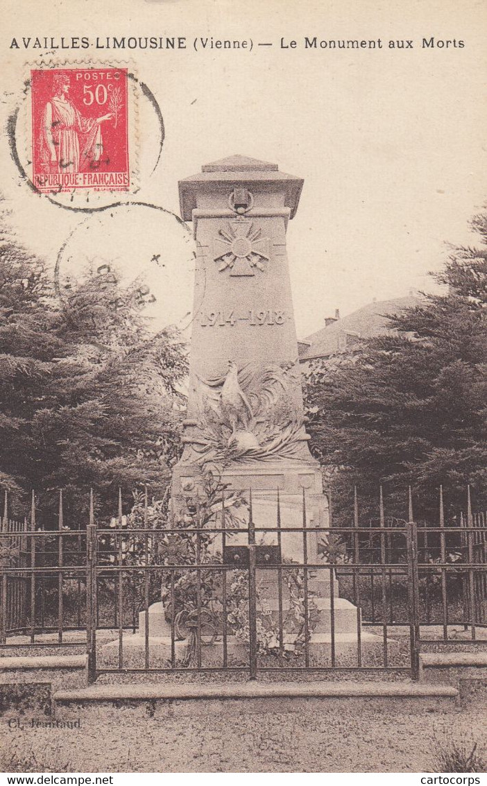 86 - Availles-Limousine - Beau Cliché Du Monument Aux Morts - 1914-1918 - Availles Limouzine