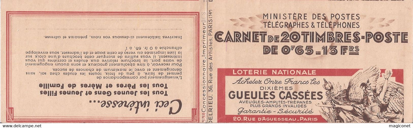 Algérie - Carnet Du Y&T N° 137** - " Les Gueules Cassées " Avec Coin Daté  + Pub  Byrrh - Fraissinet - Other & Unclassified