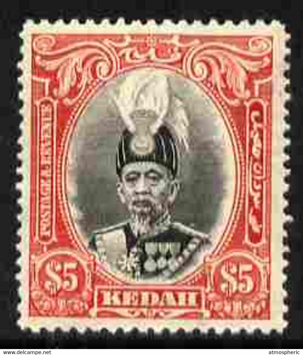 Malaya - Kedah 1937 Sultan $5 Black & Scarlet Mounted Mint SG 68 - Kedah