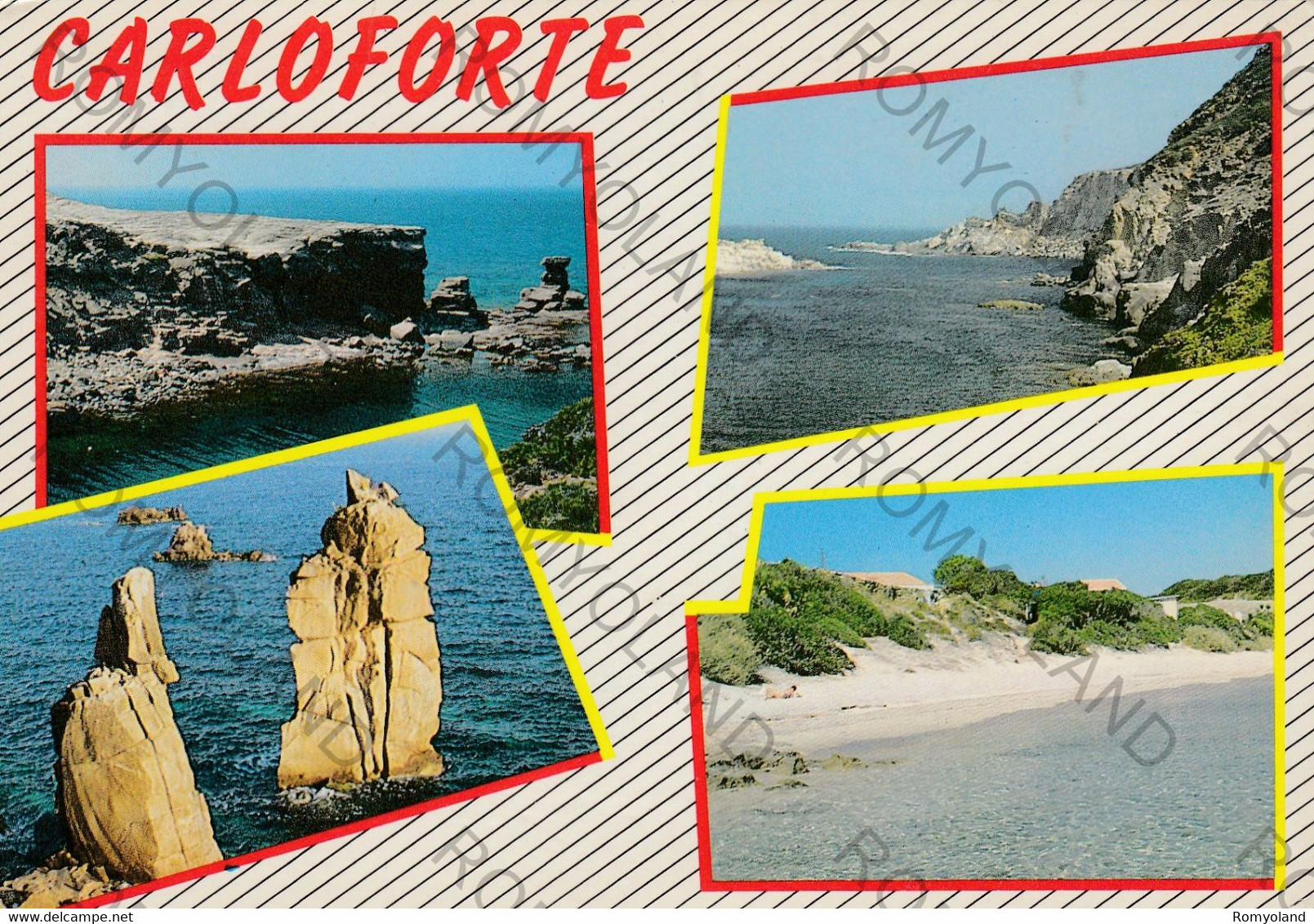 CARTOLINA  CARLOFORTE, IGLESIAS, SARDEGNA,SARDEGNA, SOLE, LETTINI, VACANZA, BARCHE A VELA , MARE,ESTATE,  VIAGGIATA 1987 - Iglesias