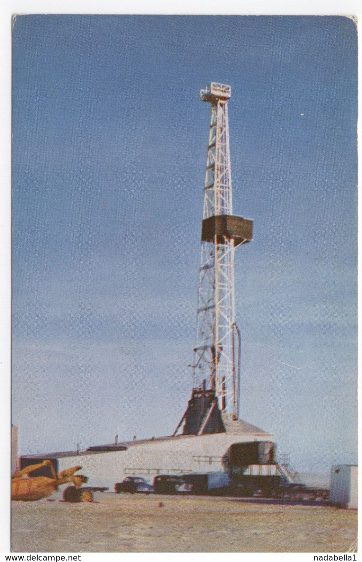 1960s USA, NORTH DAKOTA, OIL WELL, ILLUSTRATED POSTCARD, MINT - Other & Unclassified