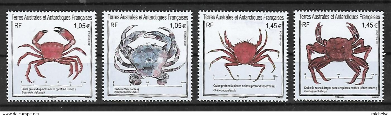 TAAF 2021 - Yv N° 965 à 968 **  - Crabes Et étrille (du Bloc - Si Seul Les Timbres Vous Intéresse) - Unused Stamps