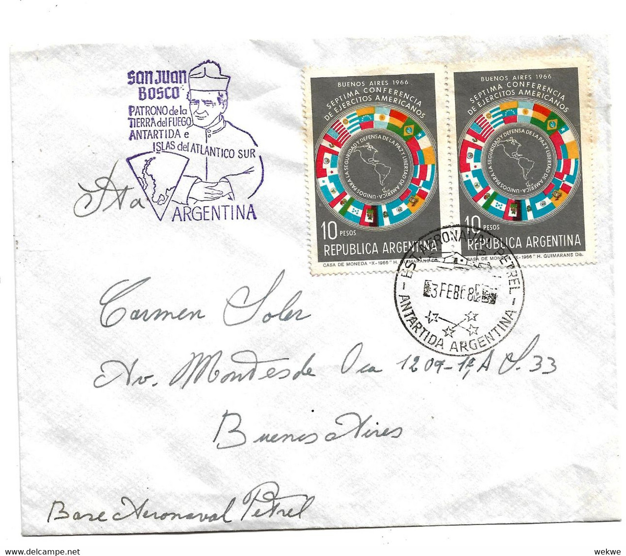 Arg002 / ARGENTINIEN (Antarktis) Von Dem Basislager Nach Buenos Aires 1968 - Lettres & Documents