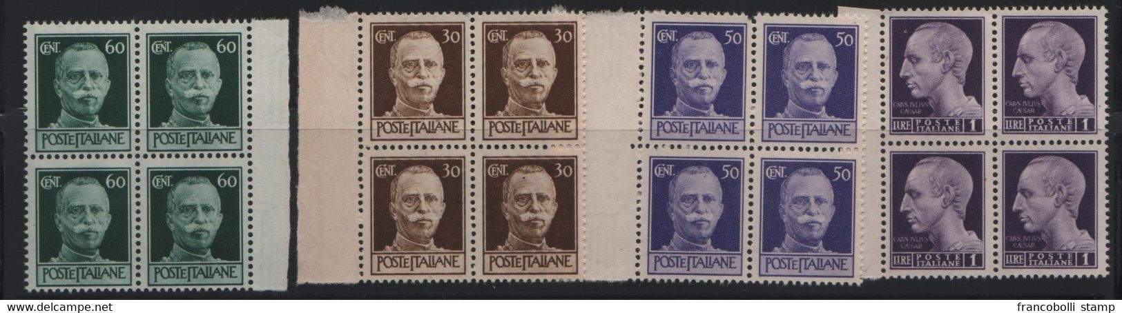 1944 Luogotenenza Emissione Di Roma Serie Cpl MNH Quartina - Neufs