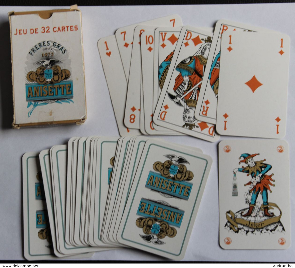 Jeu De 32 Cartes Publicitaire Alcool Anisette Frères Gras - 32 Cartas