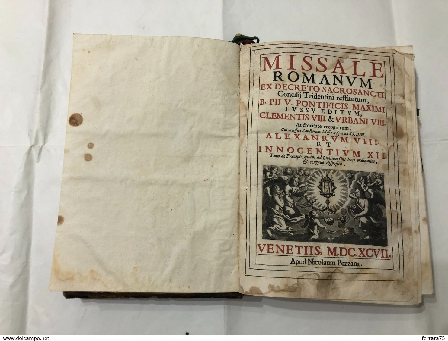 MISSALE ROMANUM EX DECRETO  SACROSANCTI APUD NICOLAUM PEZZANA 1697. - Libri Antichi