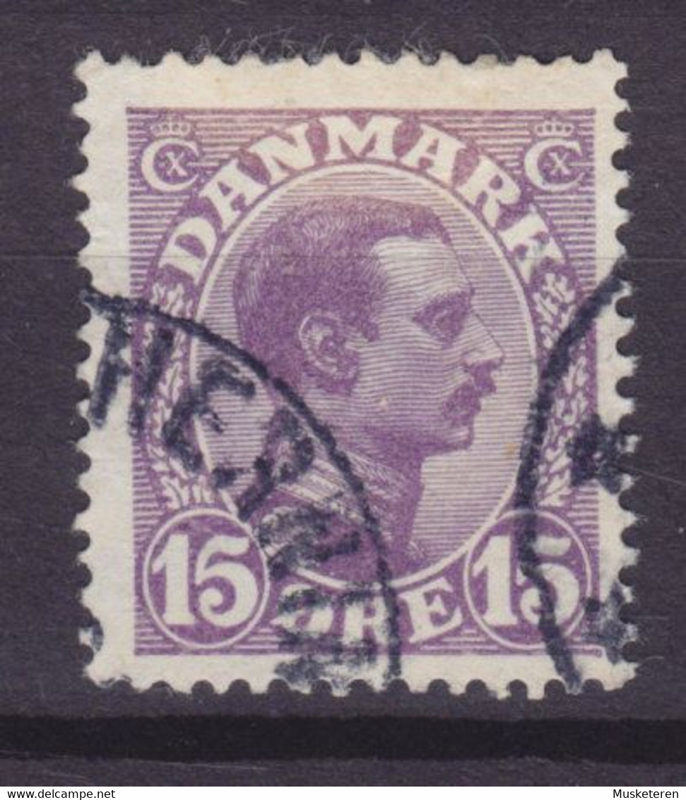 Denmark 1913 Mi. 69      15 Ø Christian X. ERROR Variety White Spot In King's Ear - Abarten Und Kuriositäten