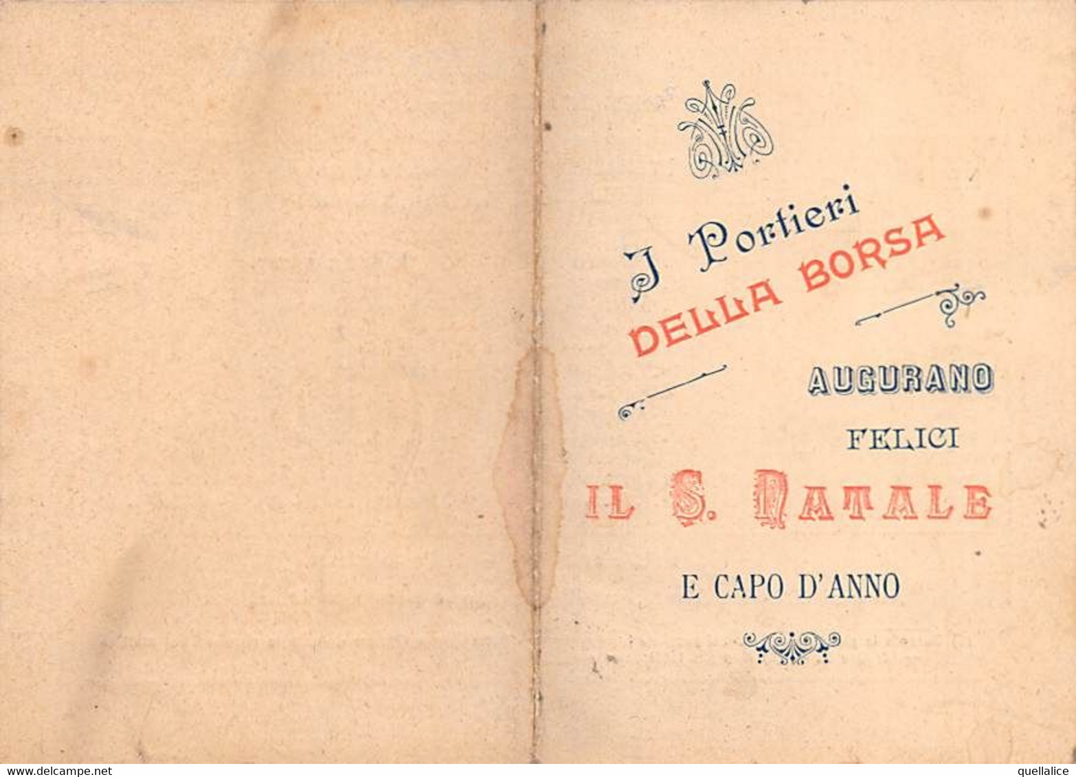 02231 "GENOVA-CALENDARIO DELLA BORSA-I PORTIERI DELLA BORSA AUGURANO FELICI IL NATALE E CAPO D'ANNO 1901" CALENDARIO - Tamaño Pequeño : 1901-20