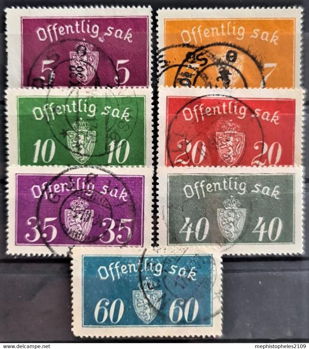 NORWAY 1933-34 - Canceled - Sc# O10a, O11a, O12a, O14a, O17, O18a, O19a - Officials - Officials