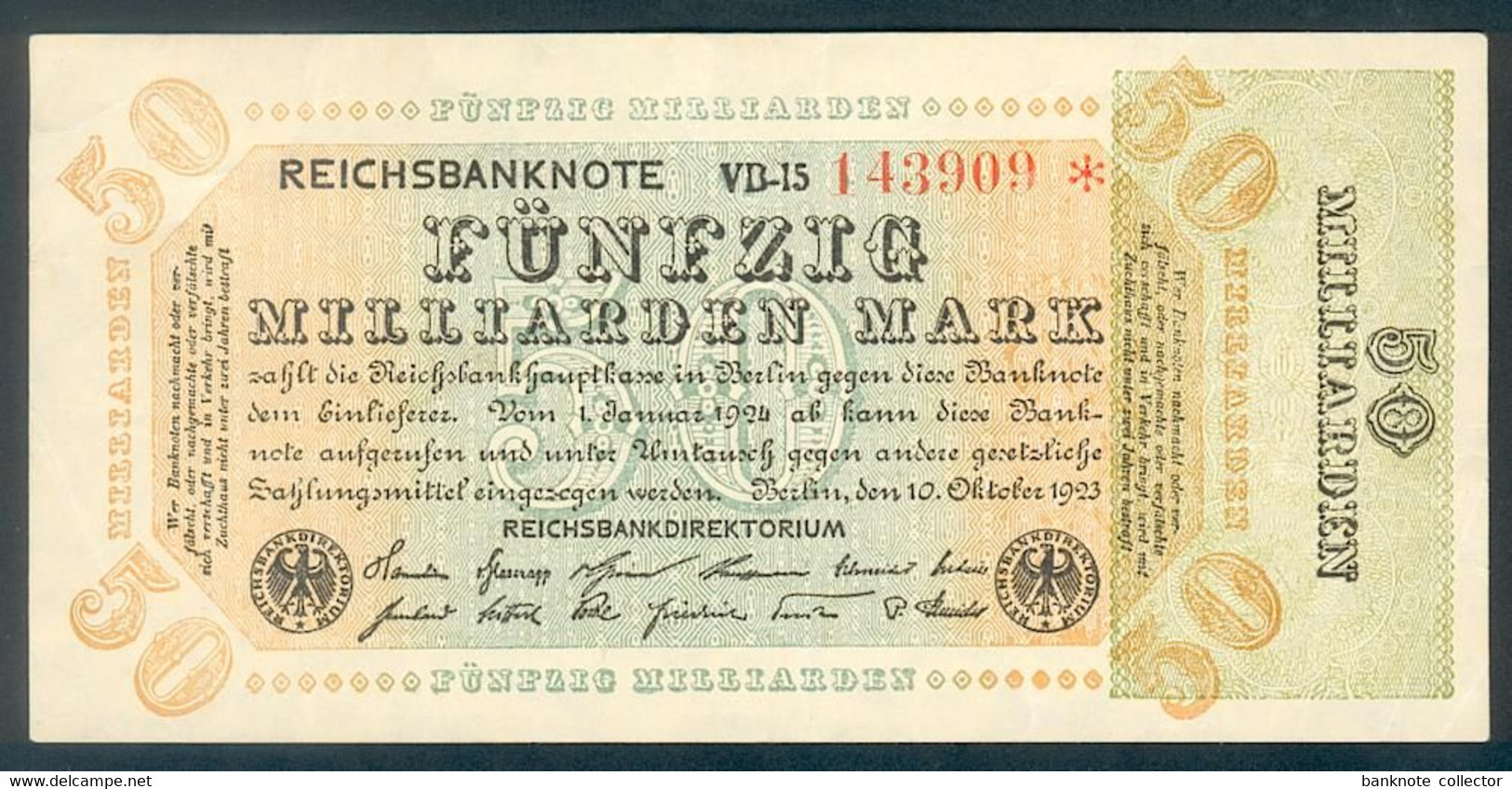 Deutschland, Germany - 50 Mrd. Mark, Reichsbanknote, Ro. 117 D,  ( Serie VB ) 1923 ! - 50 Milliarden Mark