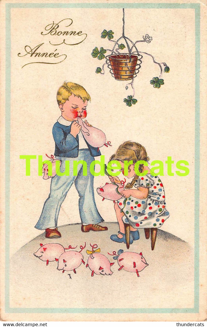 CPA DESSIN COCHON COCHONS ARTIST DRAWN CARD PIG PIGS VARKEN SCHWEINE ENFANT CHILD FRITZ BAUMGARTEN ? - Baumgarten, F.