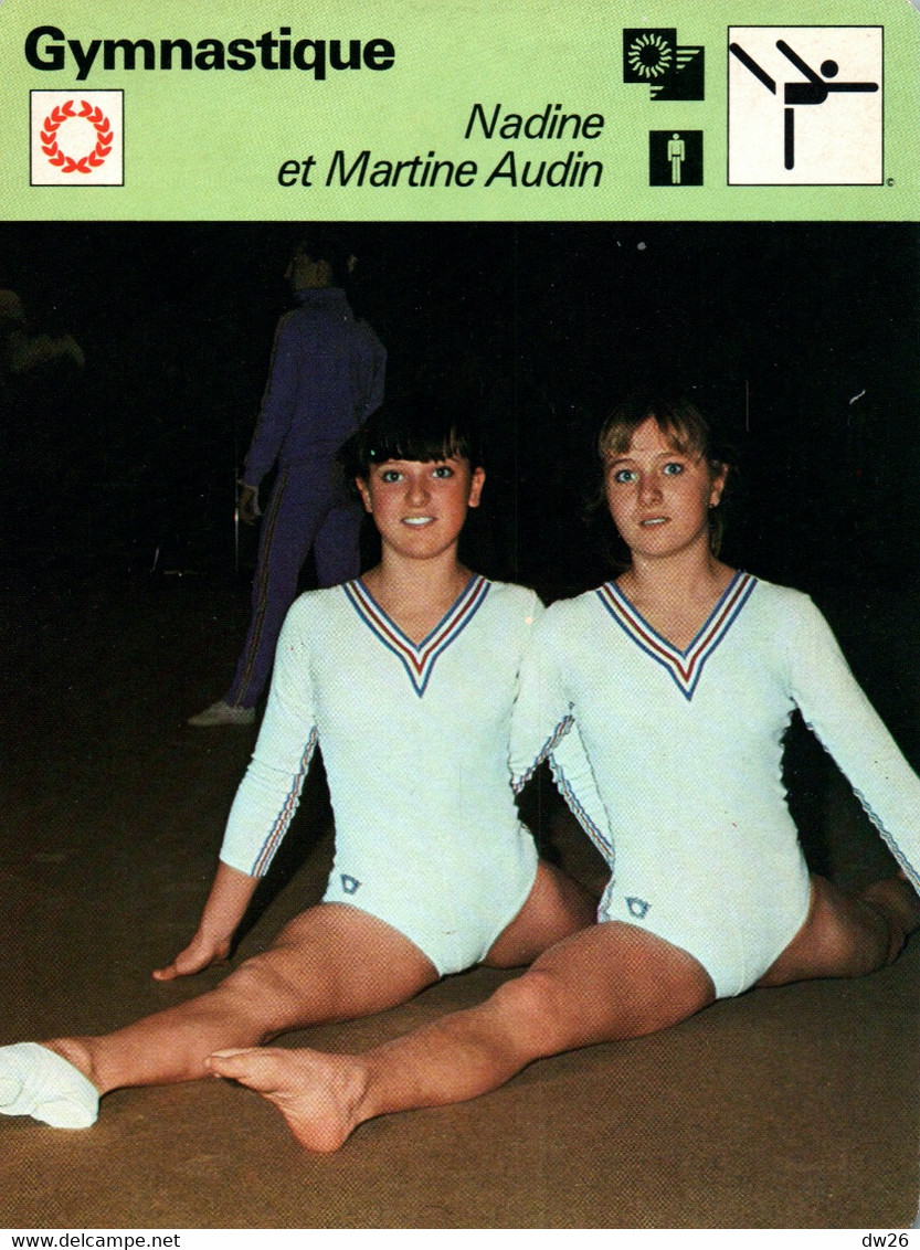 Fiche Sports: Gymnastique - Nadia Et Martine Audin, Petites Filles Modèles 1977 - Championnes De France - Sport