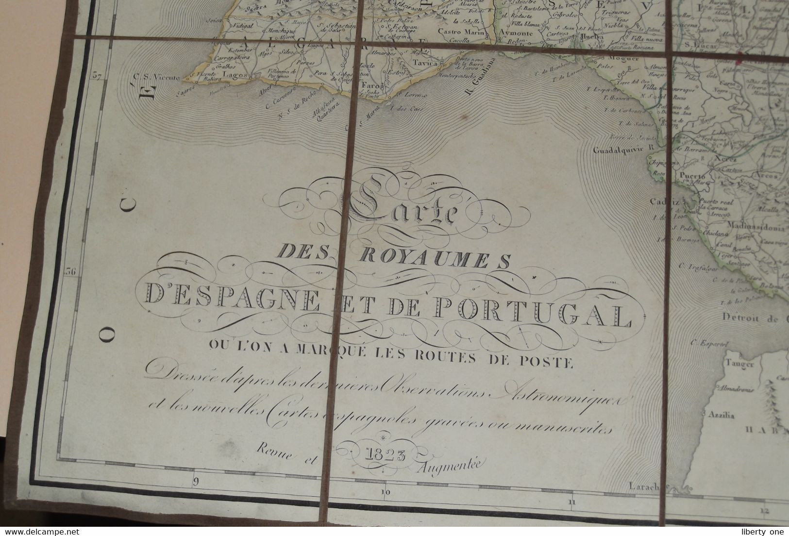 Carte Des Royaumes D'ESPAGNE Et De PORTUGAL ( 1823 ) Gravé Par E. COLLIN ( Katoen / Cotton ) +/- 106 X 82 Cm. ! - Cartes Géographiques