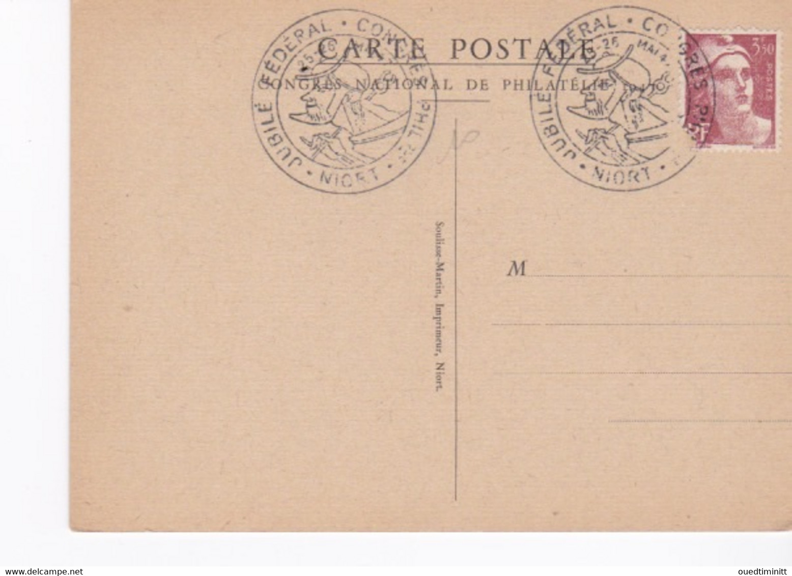 Illustration De Pierre Gandon Le Donjon De Niort Jubilé Fédéral Congrès Philatélique 1947 - Briefmarkenausstellungen