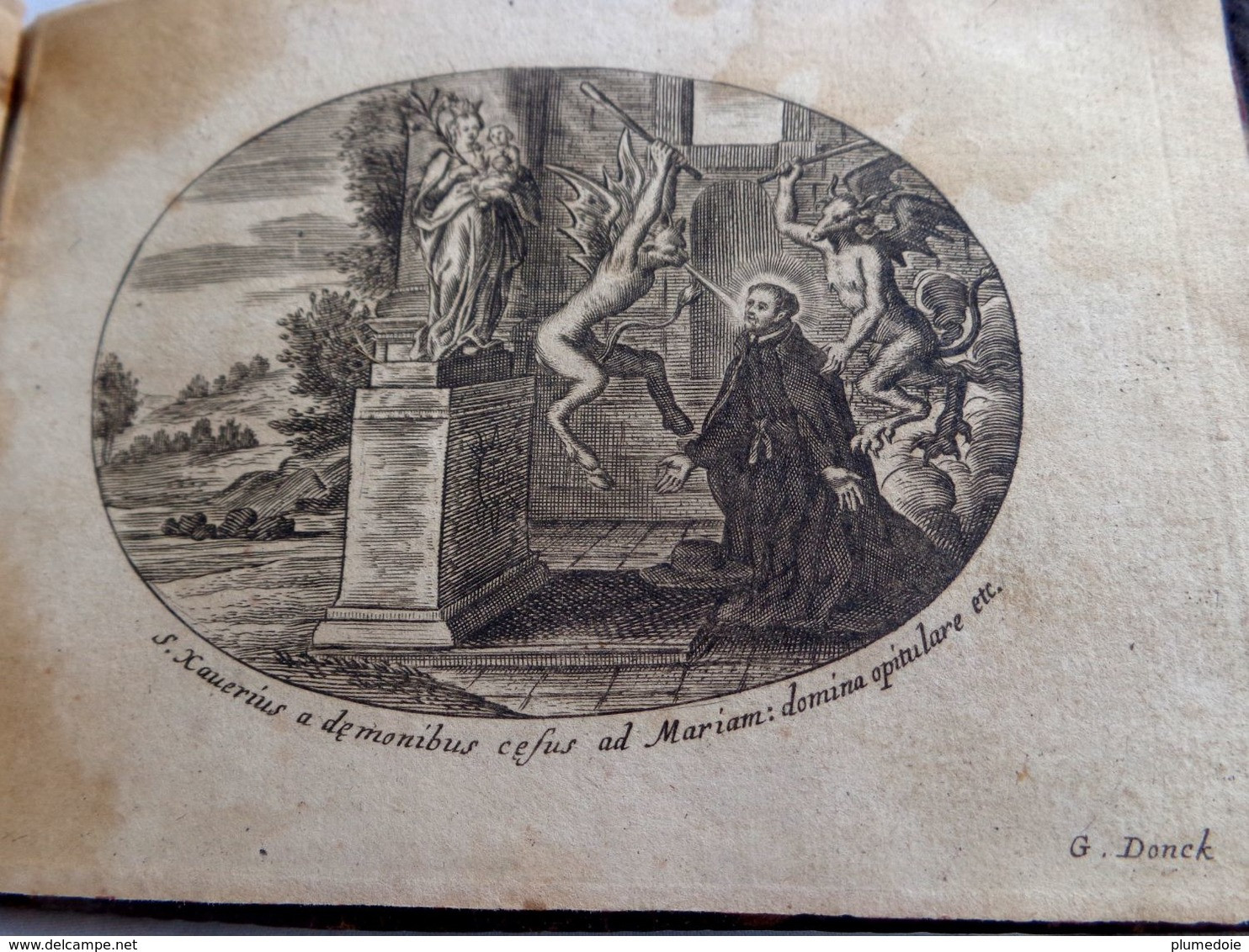 XVII ° S . RARE RECUEIL DE 22  GRAVURES MINIATURES par G . DONCK (  actif 1627 - 1640 ) S. XAVERIUS . 22  TINY ENGRAVING