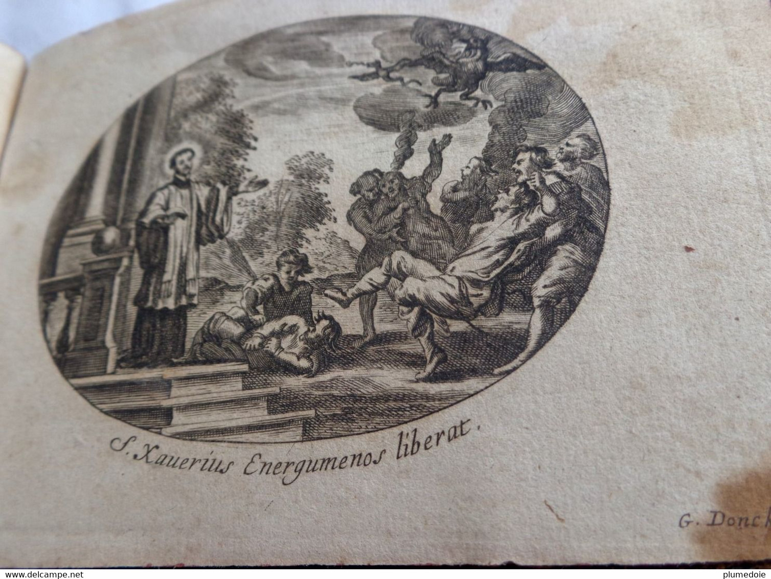 XVII ° S . RARE RECUEIL DE 22  GRAVURES MINIATURES par G . DONCK (  actif 1627 - 1640 ) S. XAVERIUS . 22  TINY ENGRAVING