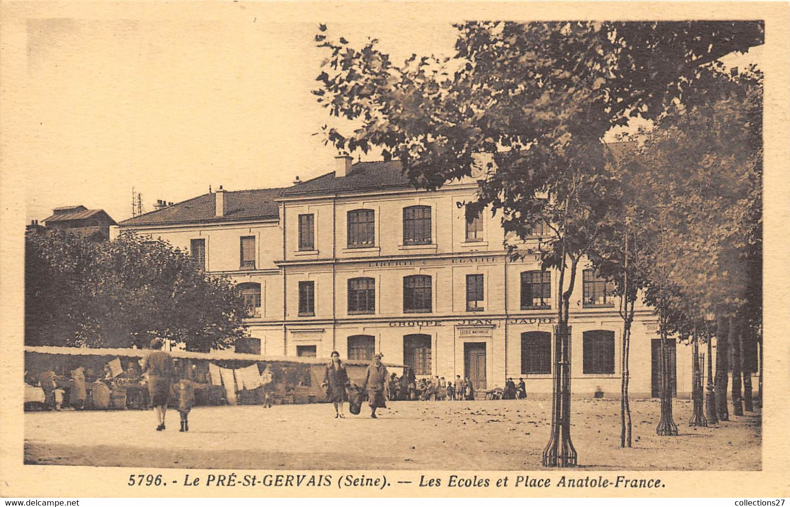 93-LE-PRE-SAINT-GERVAIS- LES ECOLES ET PLACE ANATOLE FRANCE - Le Pre Saint Gervais