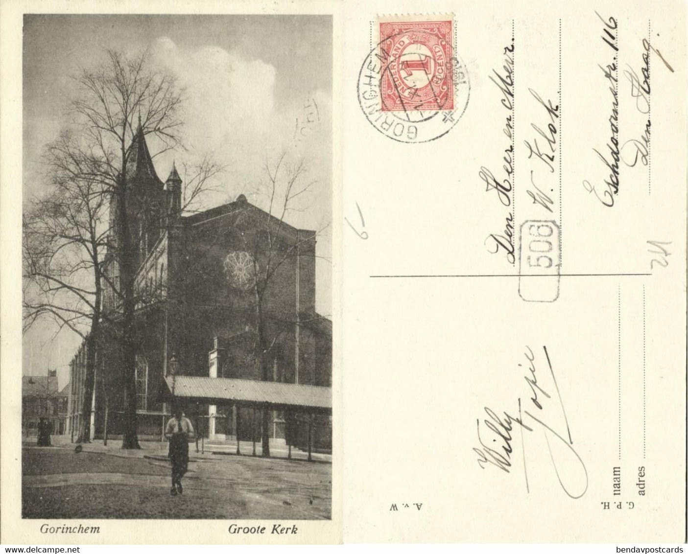 Nederland, GORINCHEM, Groote Kerk (1918) Ansichtkaart - Gorinchem