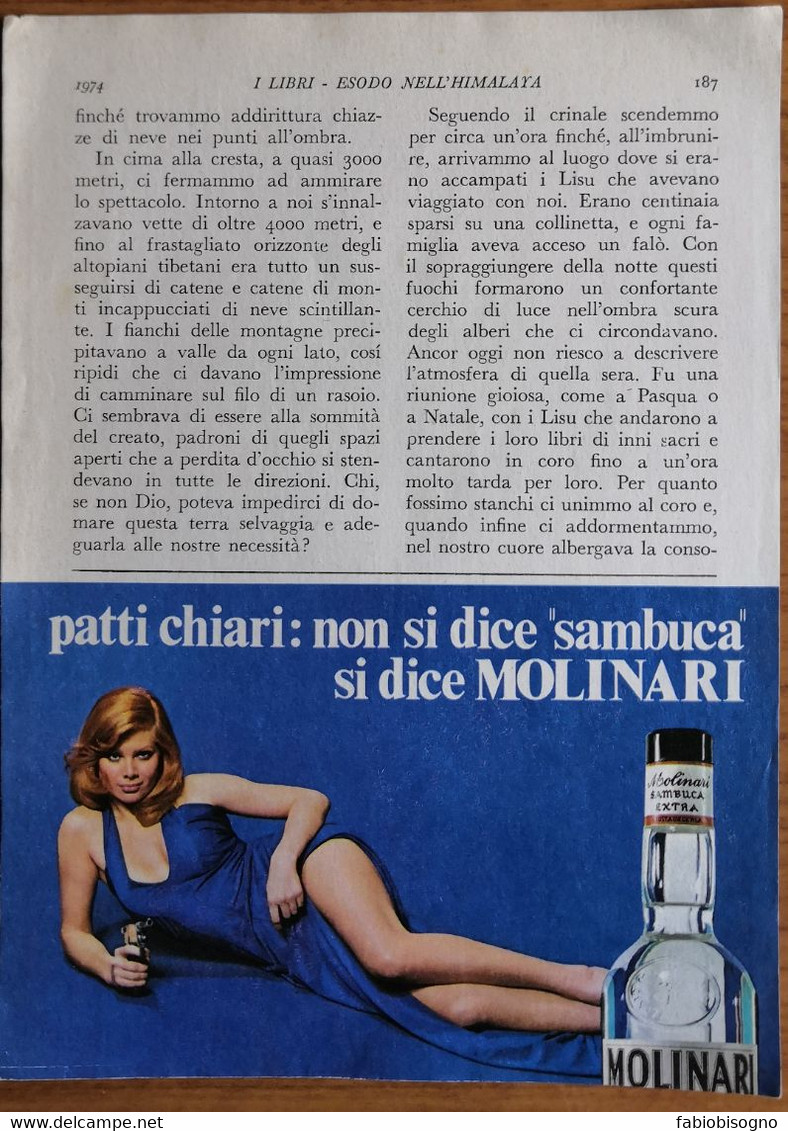 1973/74 - SAMBUCA MOLINARI   - 2 Pag. Pubblicità Cm. 13x18 - Spirituosen