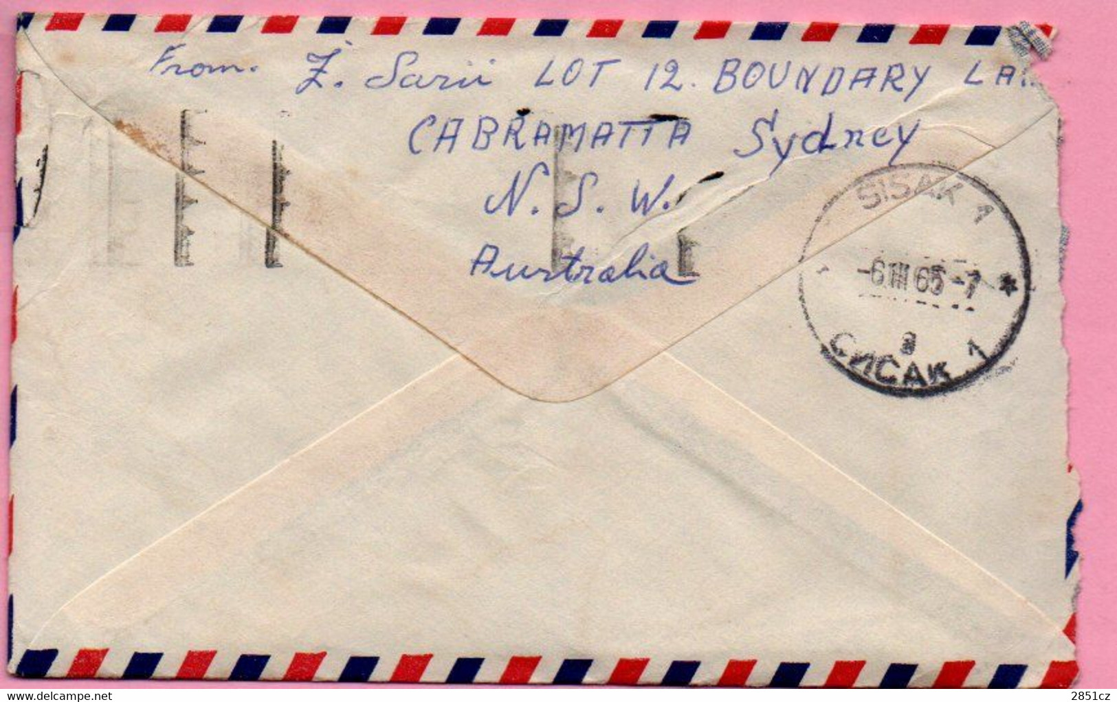 Envelope -  Stamp Flower / Postmark Sydney, 1965., Australia To Yugoslavia (postmark Sisak), Air Mail - Sin Clasificación