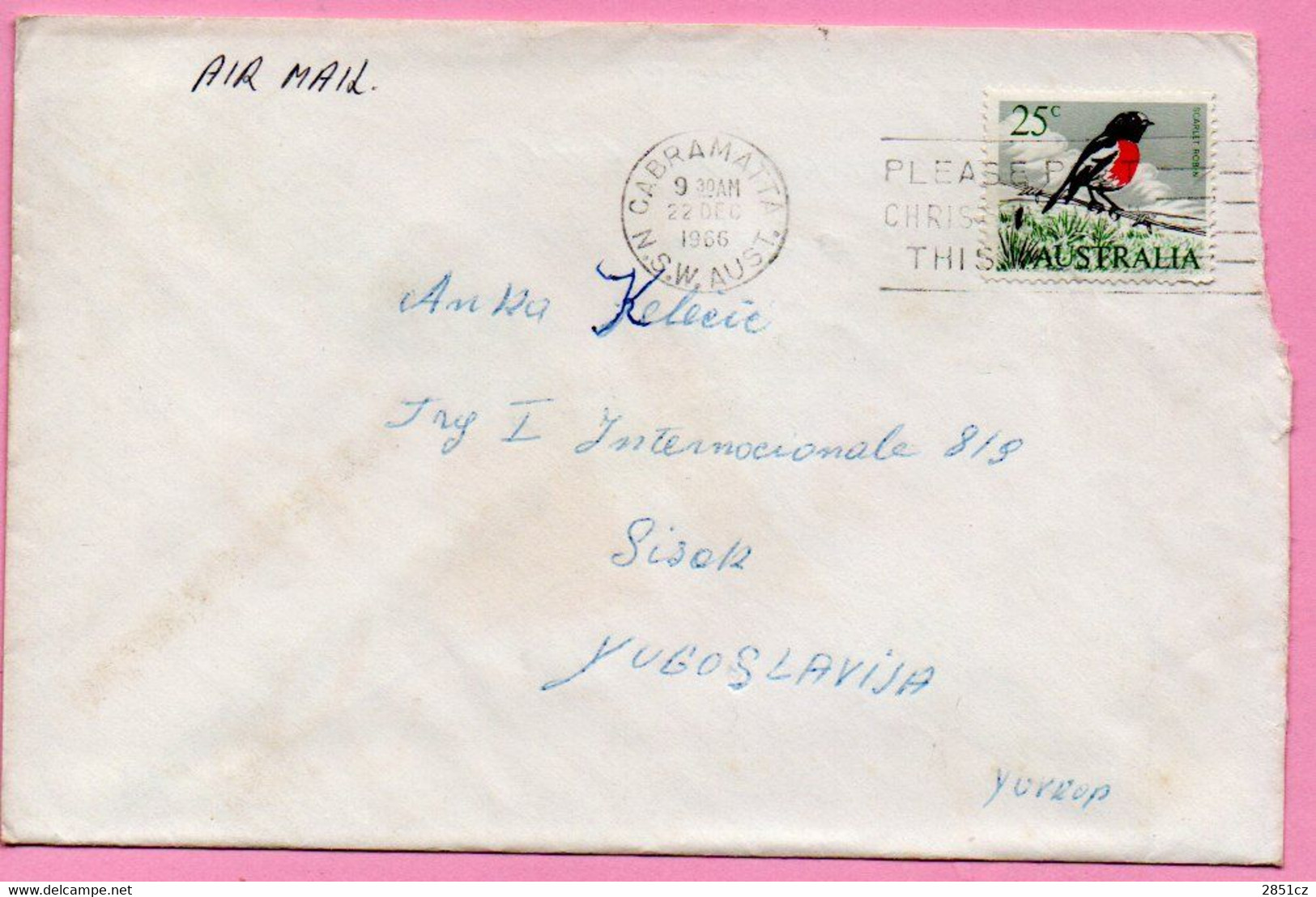 Envelope -  Stamp Bird / Postmark Cabramatta, 1966., Australia To Yugoslavia, Air Mail - Non Classificati