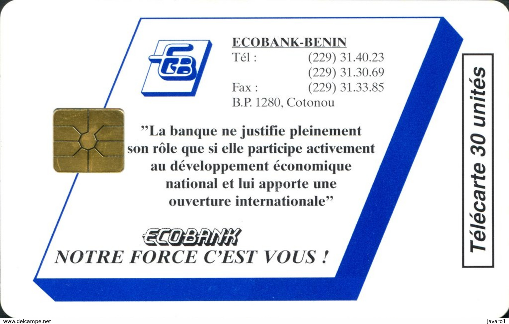 BENIN : BEN25 30u ECOBANK-BENIN USED (x) - Benin