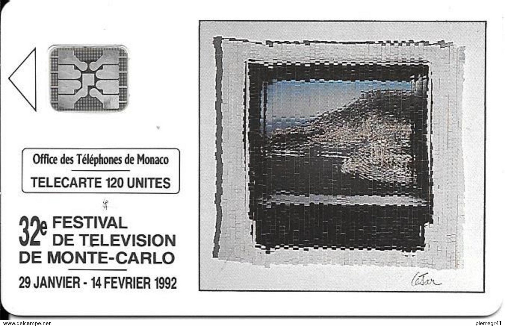 CARTE-PUBLIC-MONACO-120U-MF22-SC4-01/92-FESTIVAL TV-V° 5 IMPACTS-35343-TBE- - Mónaco