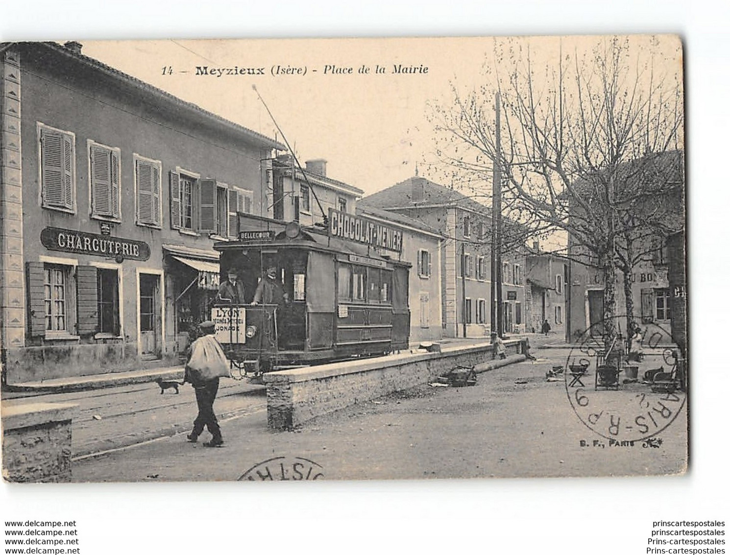 CPA 69 Meyzieux Place De La Mairie Et Le Tramway Ligne Lyon La Balme - Meyzieu