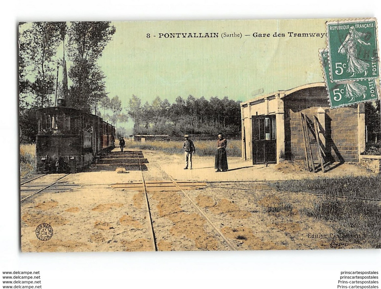 CPA 72 Pontvallain La Gare Et Le Train Tramway - Pontvallain