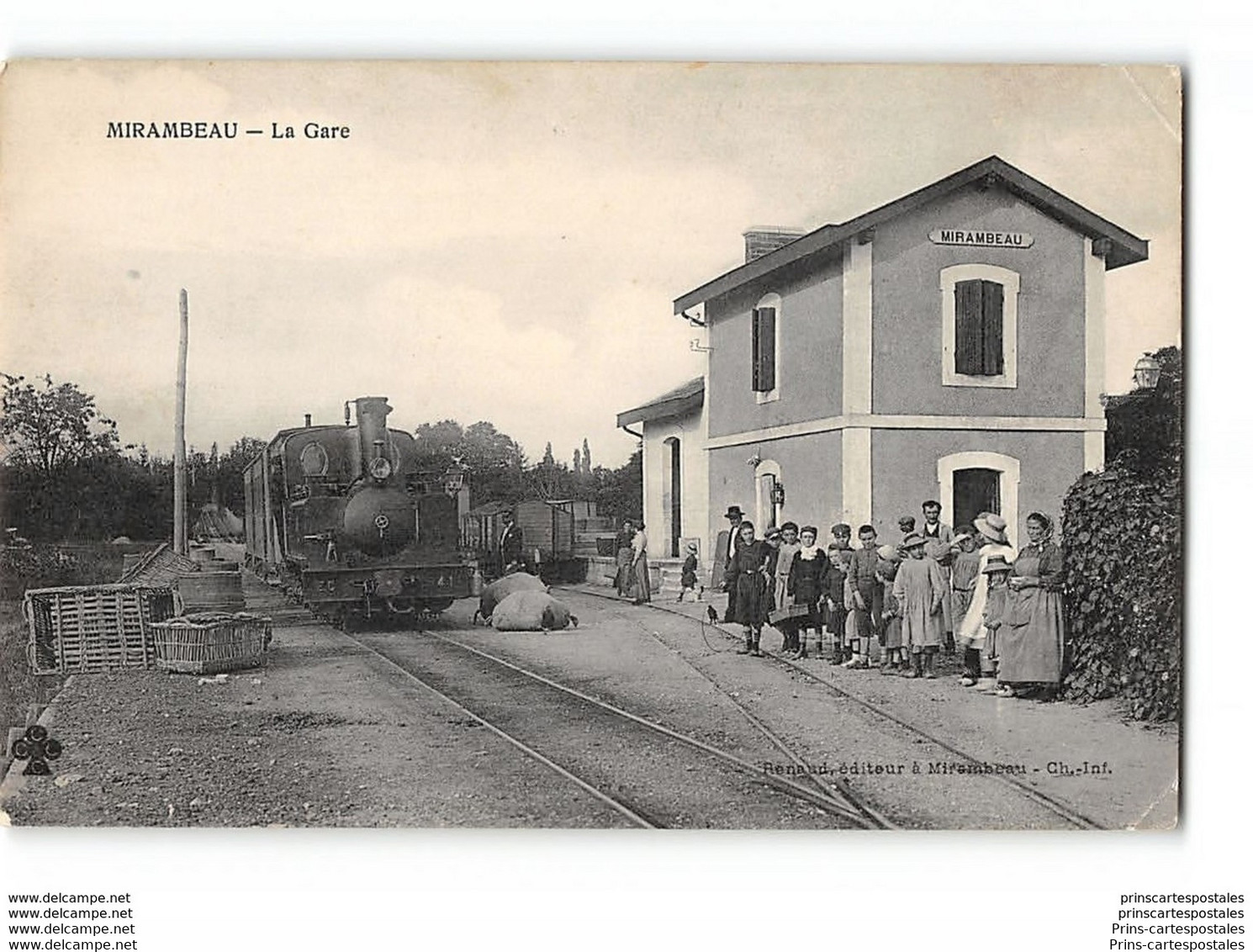 CPA 17 Mirambeau La Gare Et Le Train Tramway - Mirambeau