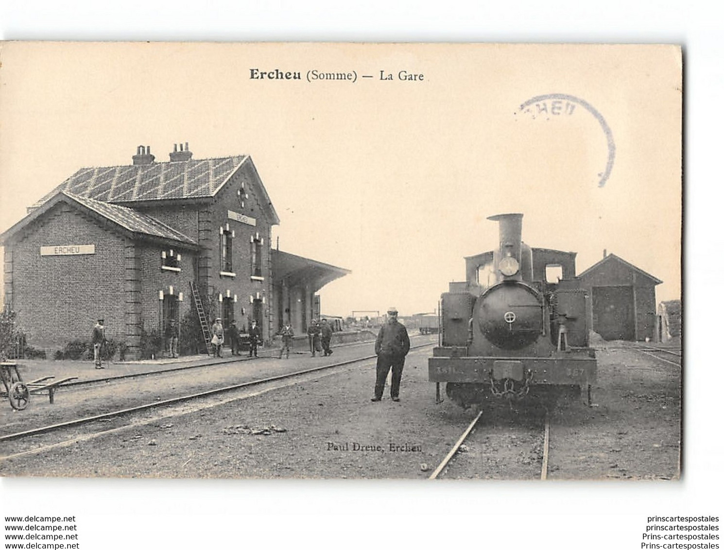 CPA 80 Ercheu La Gare Et Le Train Tramway - Saint Riquier